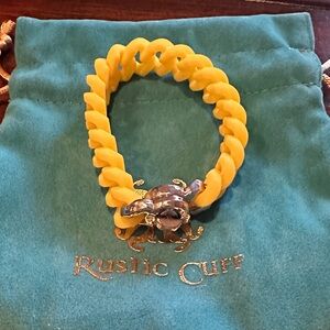 Rustic Cuff Vibrant Yellow Bracelet with Silver Accent